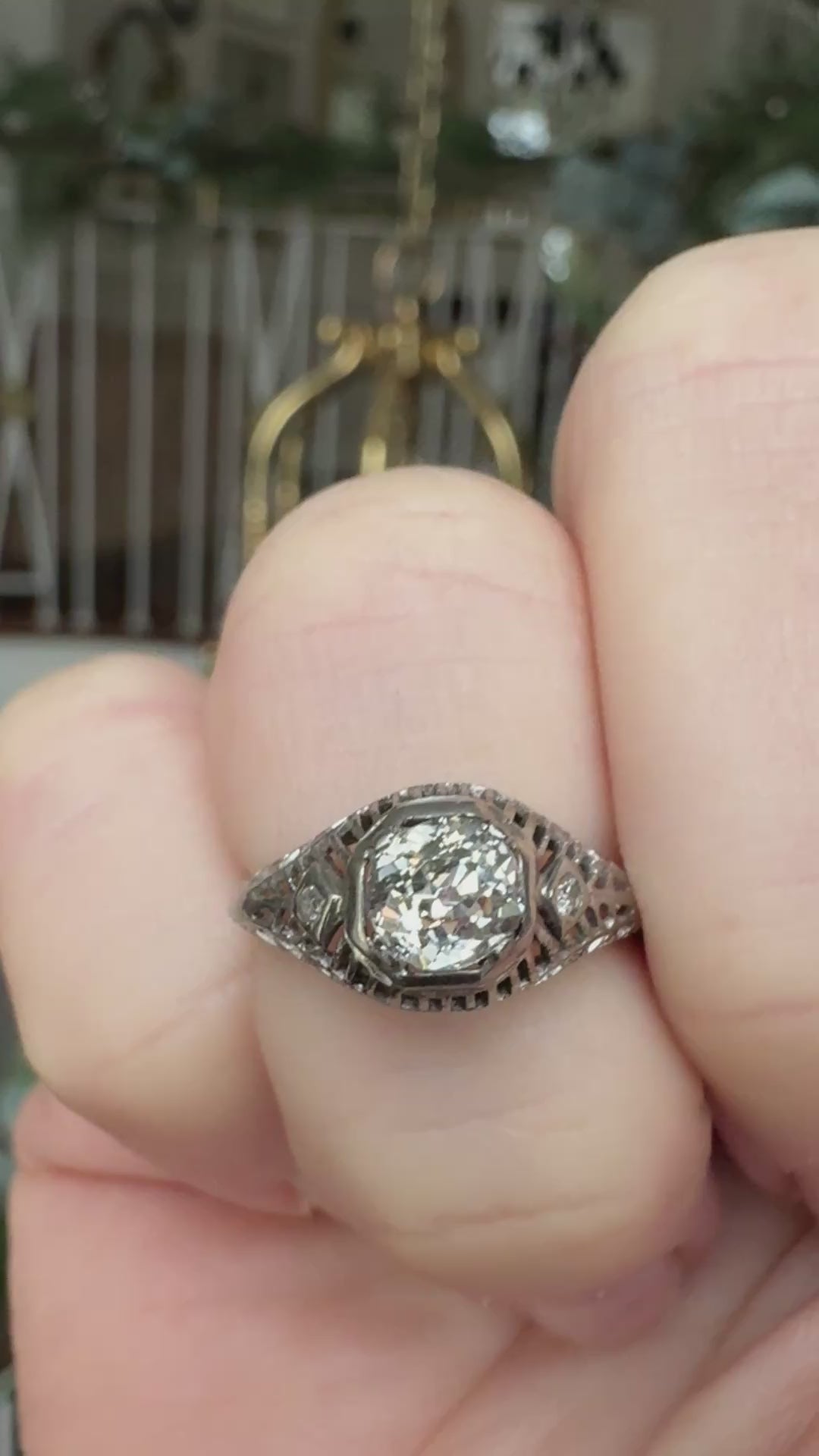 Art Deco 1920's Diamond, 18K White Gold  Ring