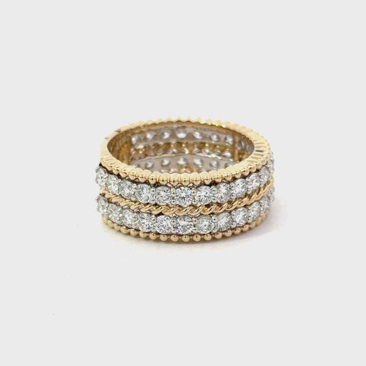 Two Row Estate 14K Gold and Diamond  Ring