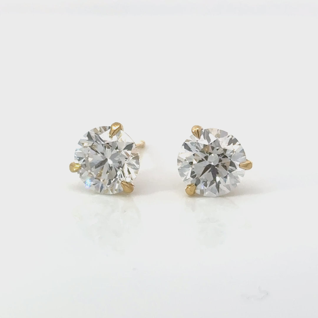 Certified 4.00 CTW Lab-Grown Diamond 18K Yellow Gold Stud Earrings