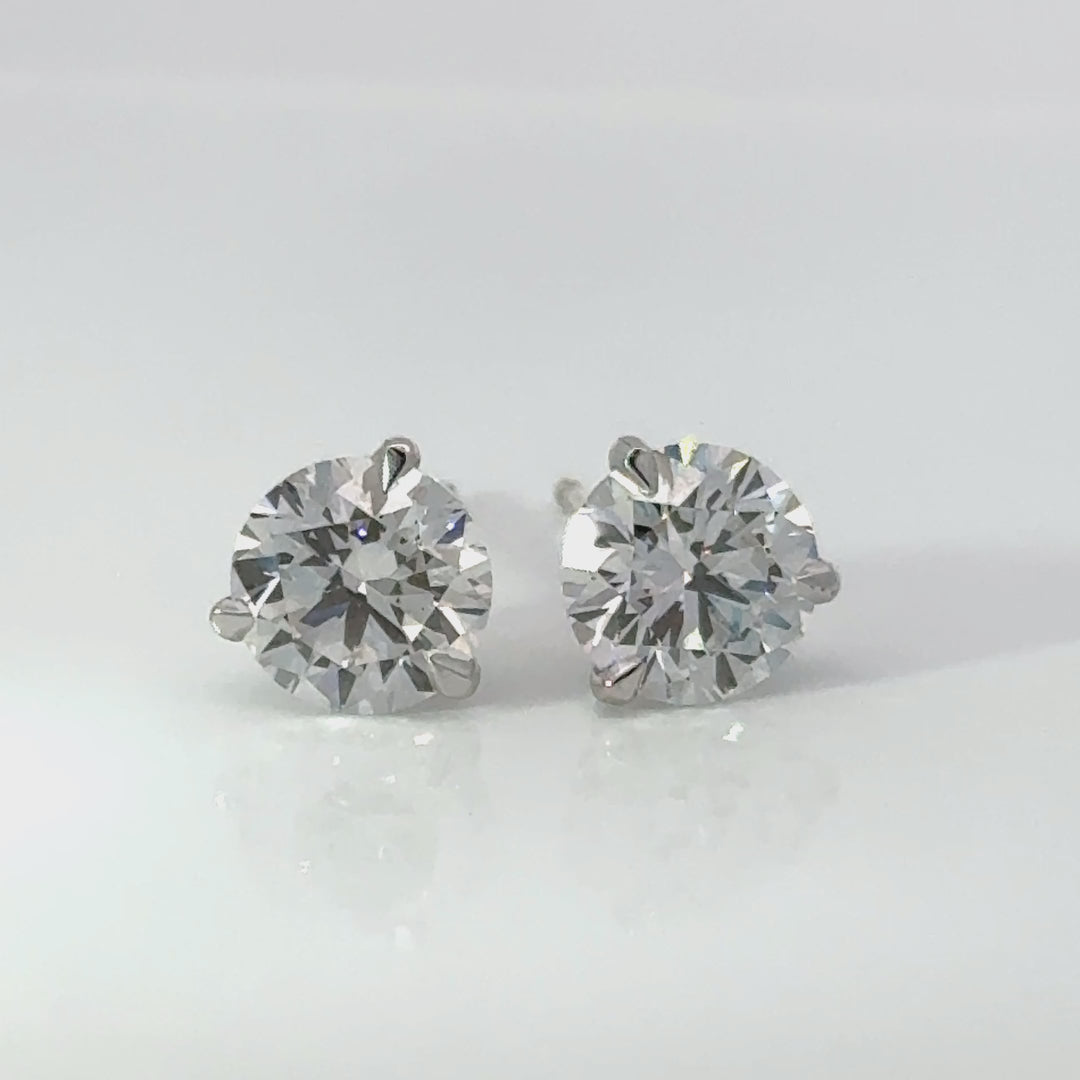 Certified 3 Carat 18K White Gold Lab Grown Diamond Stud Earrings