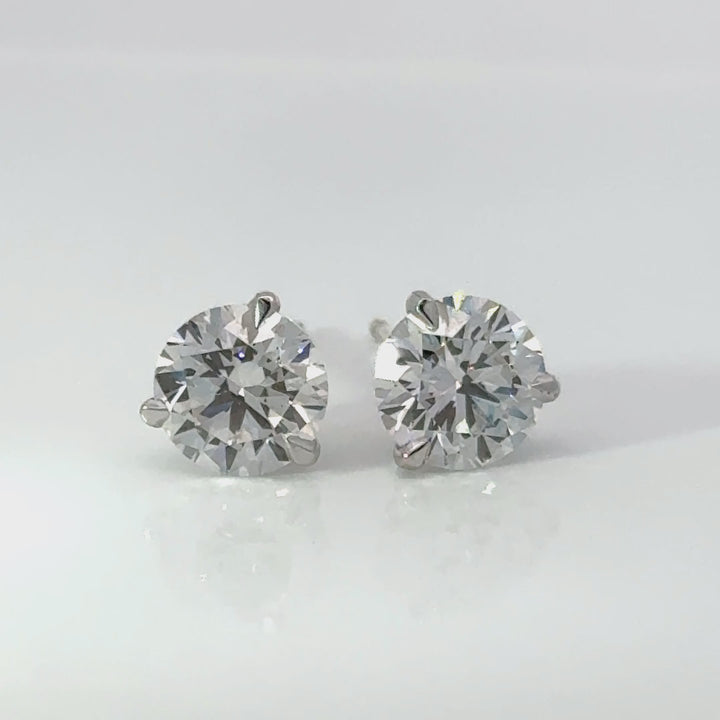 Certified 3 Carat 18K White Gold Lab Grown Diamond Stud Earrings