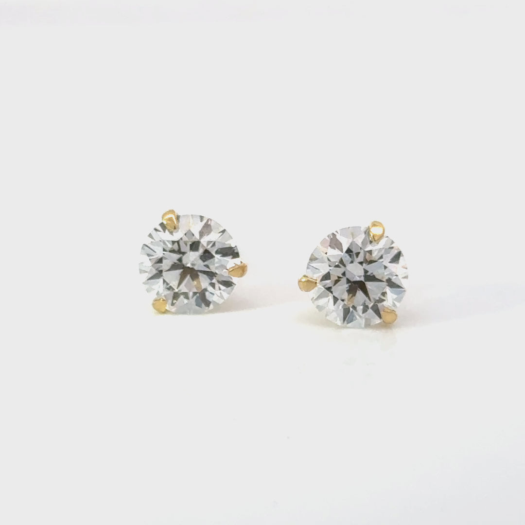 Certified 3.00 CTW Lab-Grown Diamond 18K Yellow Gold Stud Earrings