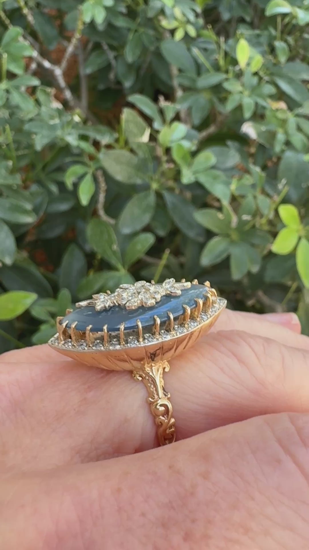 Chalcedony & Diamond 14K Yellow & White Gold Ring