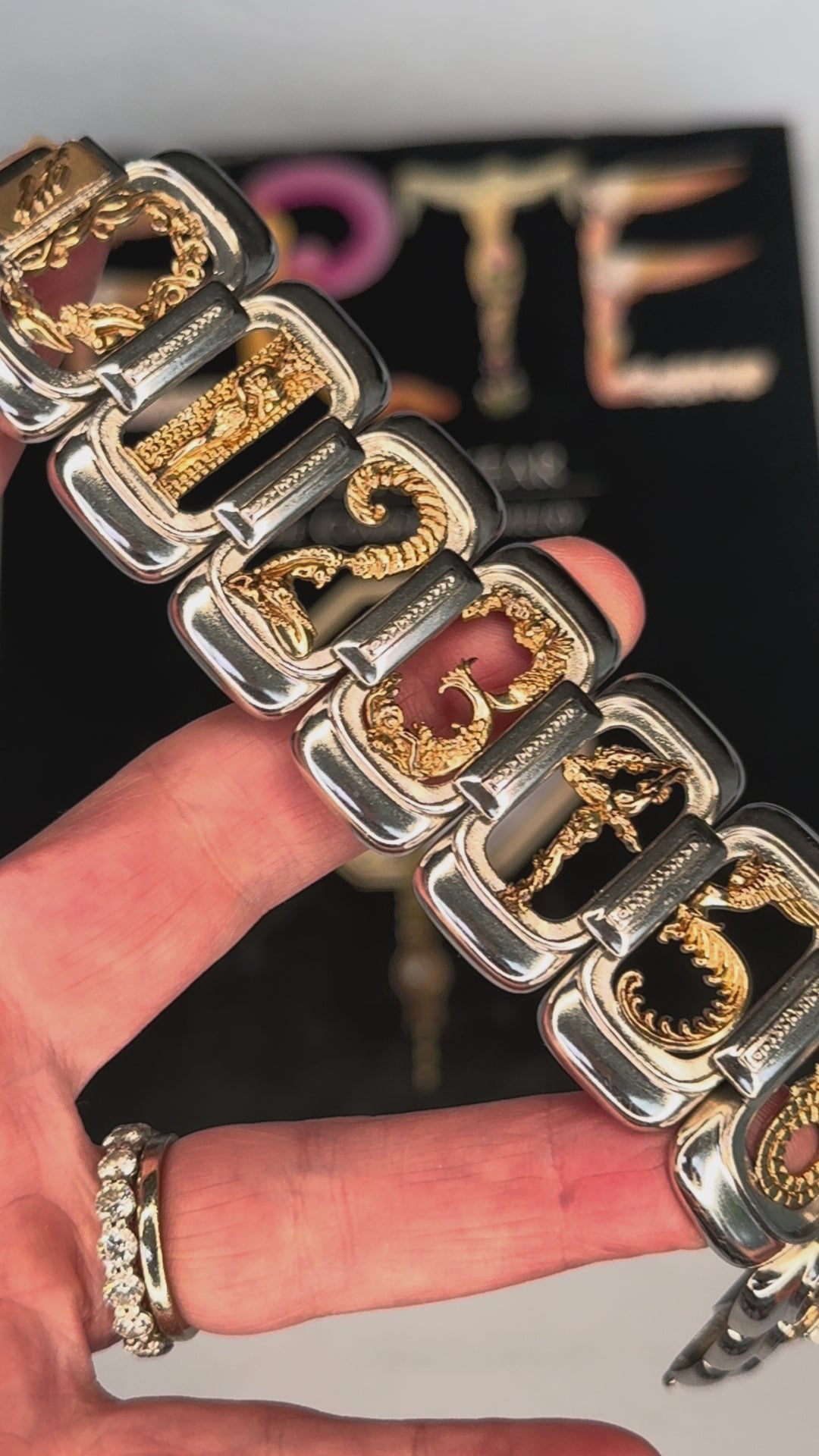 Erté "The Numerals" 14K Gold and Sterling Silver Bracelet