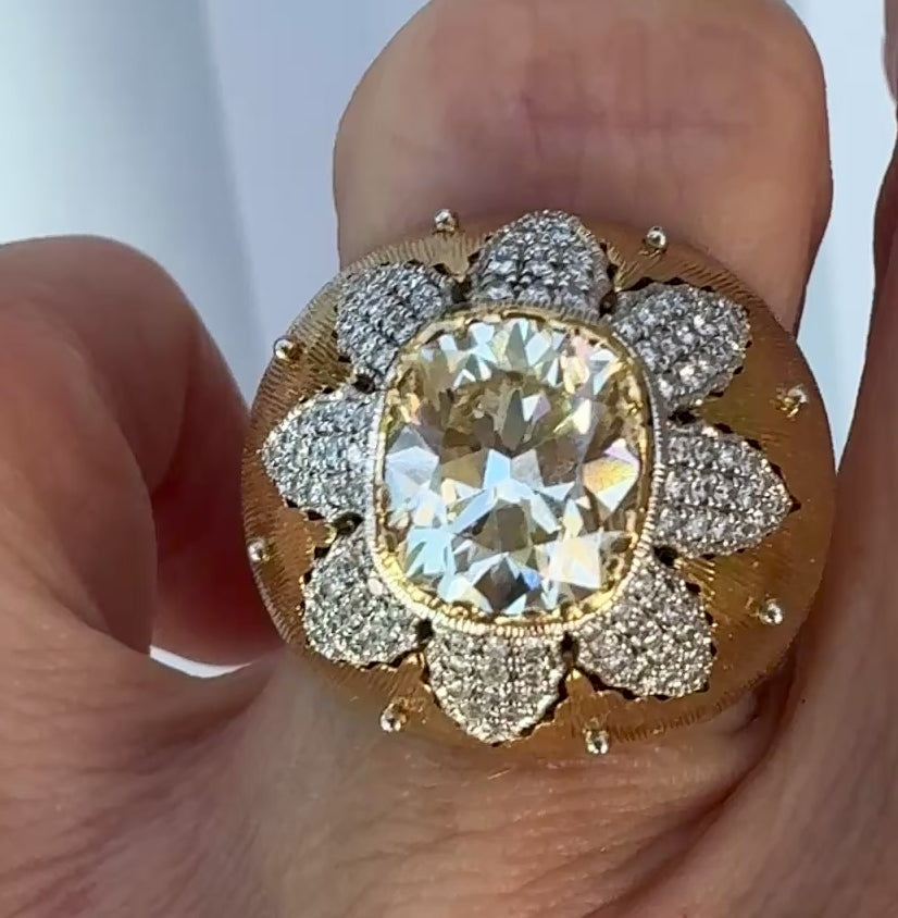 Italian Style 3.35cttw Diamond 18kt Yellow and White Gold Ring