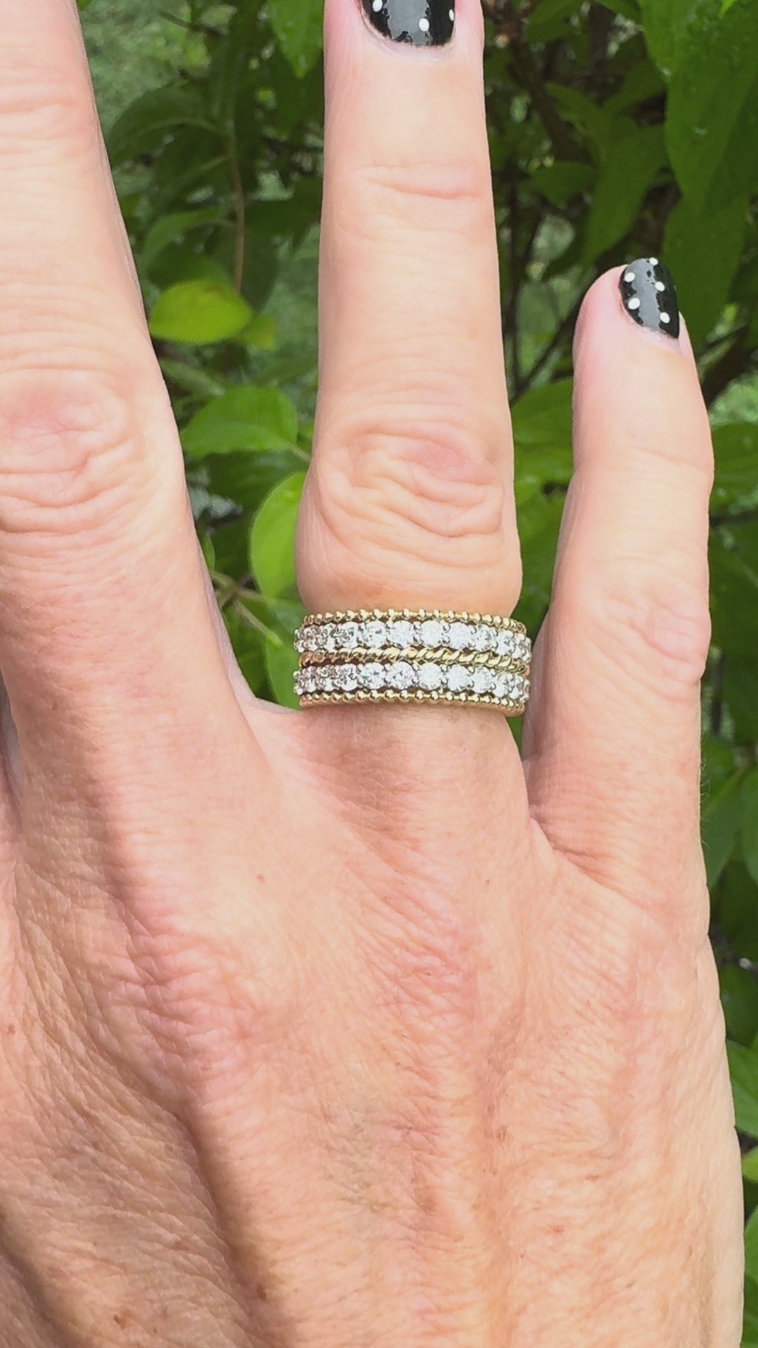 Two Row Estate 14K Gold and Diamond  Ring