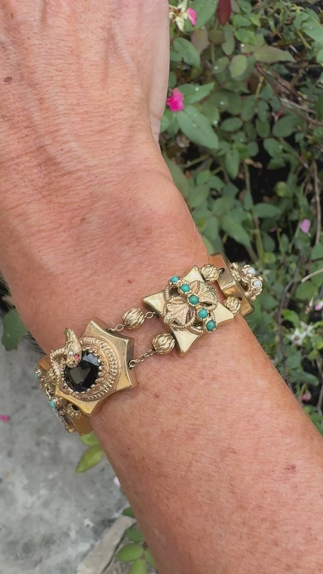 Amazing Victorian Vintage Slide Charm Bracelet