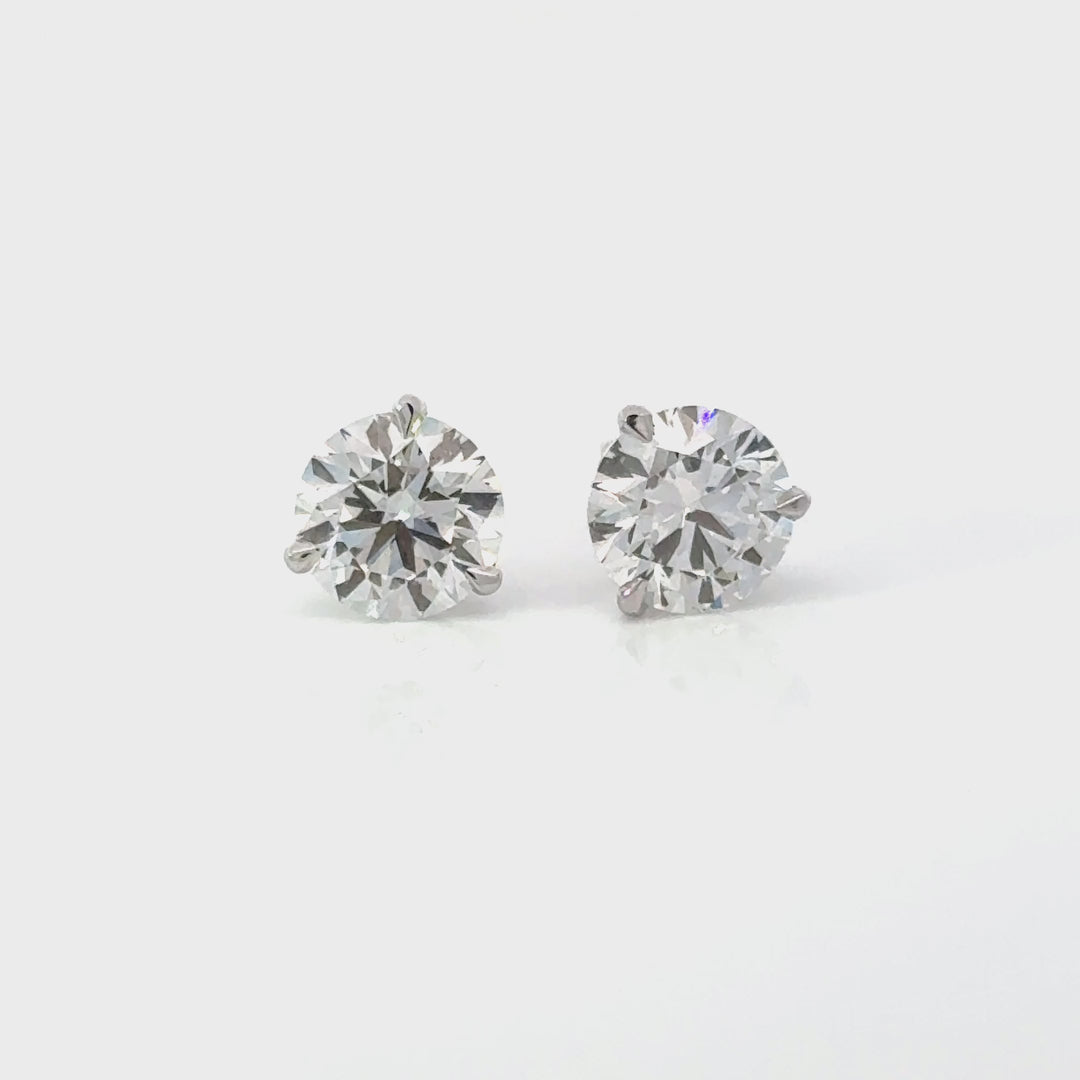 Certified 3.00 CTW Lab-Grown Diamond 18K White Gold Stud Earrings