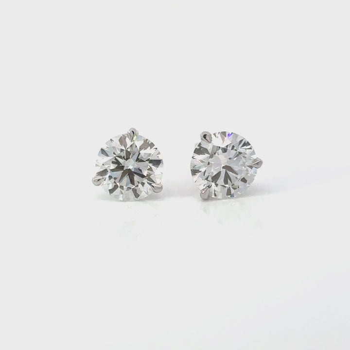 Certified 3.00 CTW Lab-Grown Diamond 18K White Gold Stud Earrings