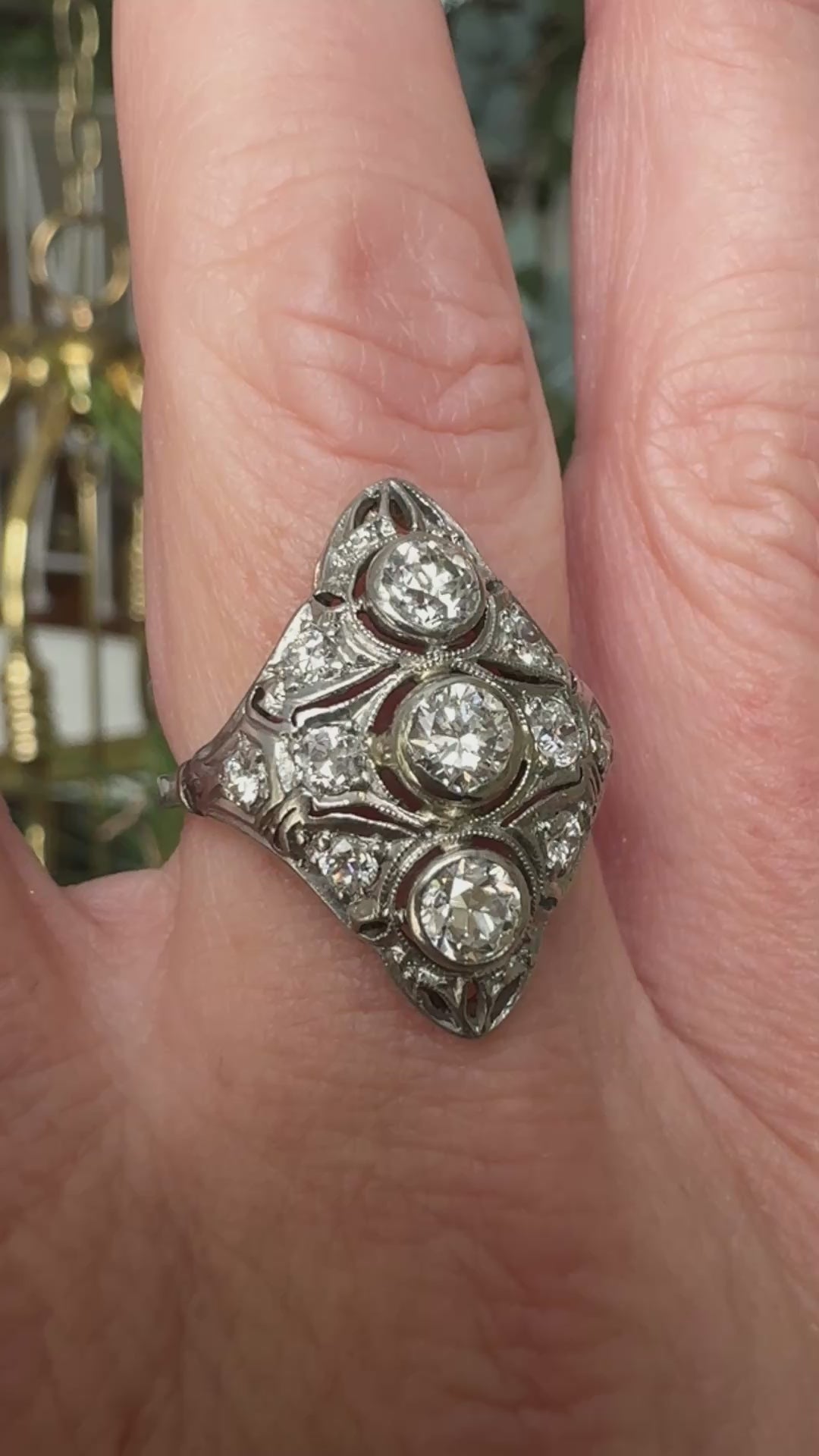 Art Deco 1920's Diamond, 14K White Gold and Platinum Ring