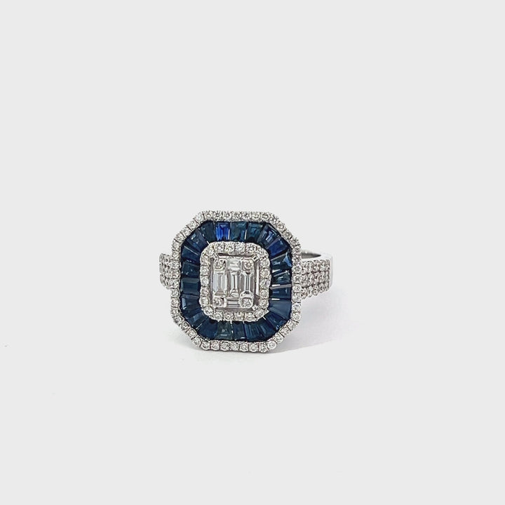 Sapphire and Natural Diamond Cocktail Ring