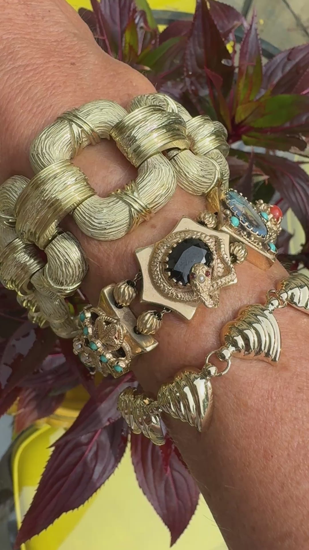 Amazing Victorian Vintage Slide Charm Bracelet