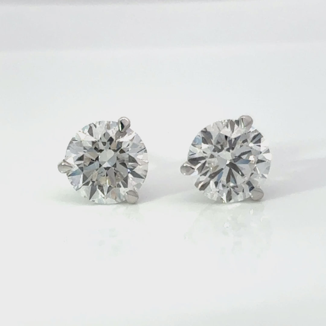 Certified 4 Carat 18K White Gold Lab Grown Diamond Stud Earrings
