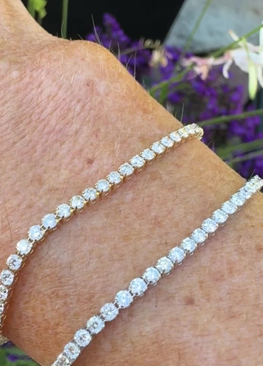 Dainty 3.00 Carat 14K White and Yellow Gold Lab Grown Tennis Bracelet
