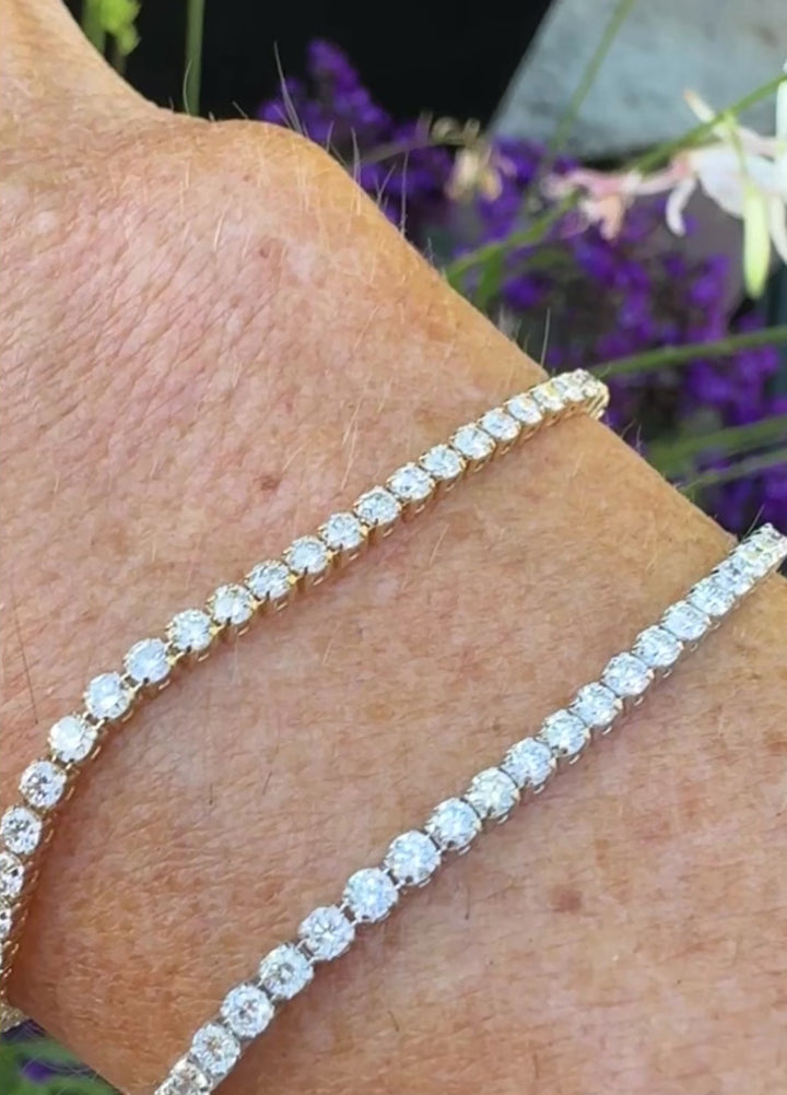 Dainty 3.00 Carat 14K White and Yellow Gold Lab Grown Tennis Bracelet