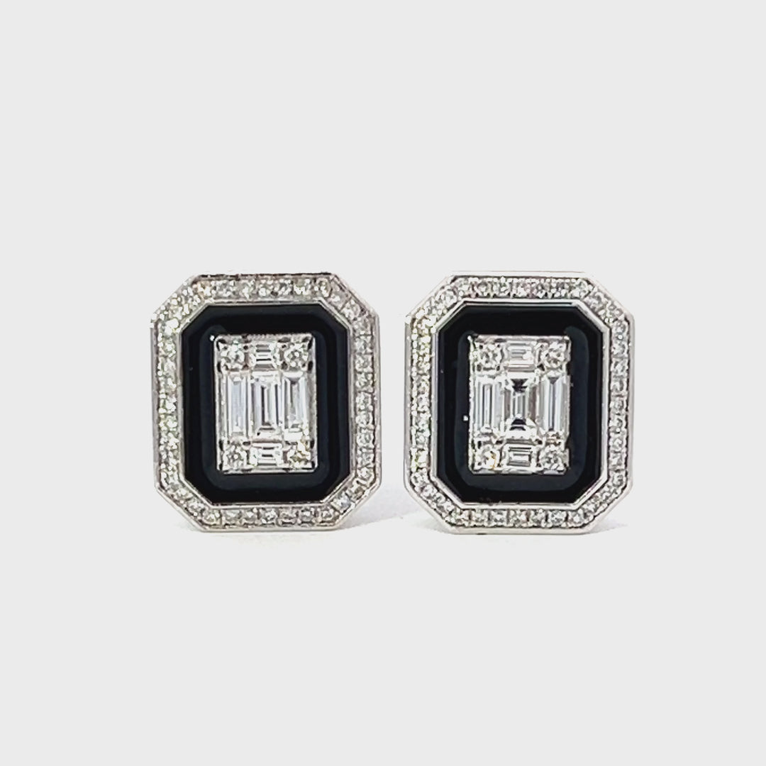 Black Enamel and Diamond Earrings