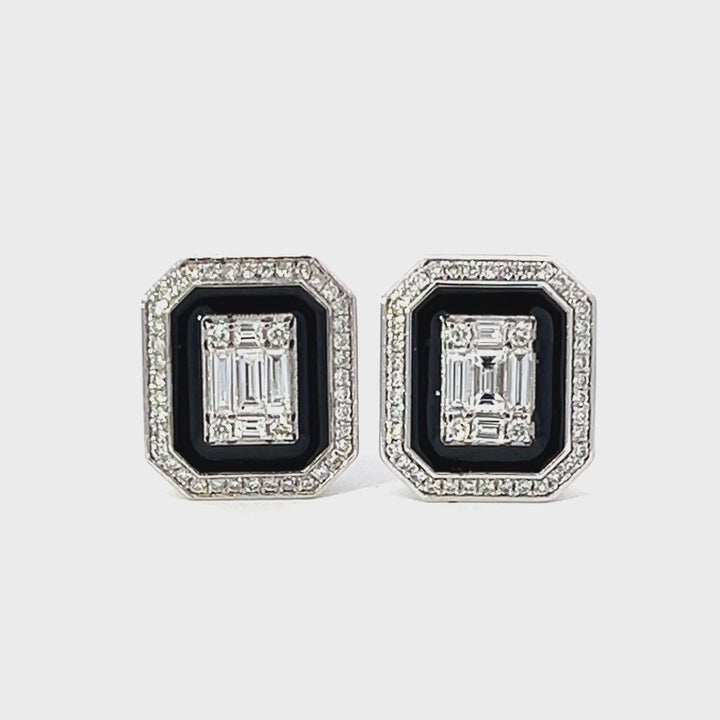 Black Enamel and Diamond Earrings