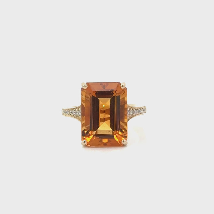Estate Effy 6.50 CT Citrine & Diamond 14K Yellow Gold Ring
