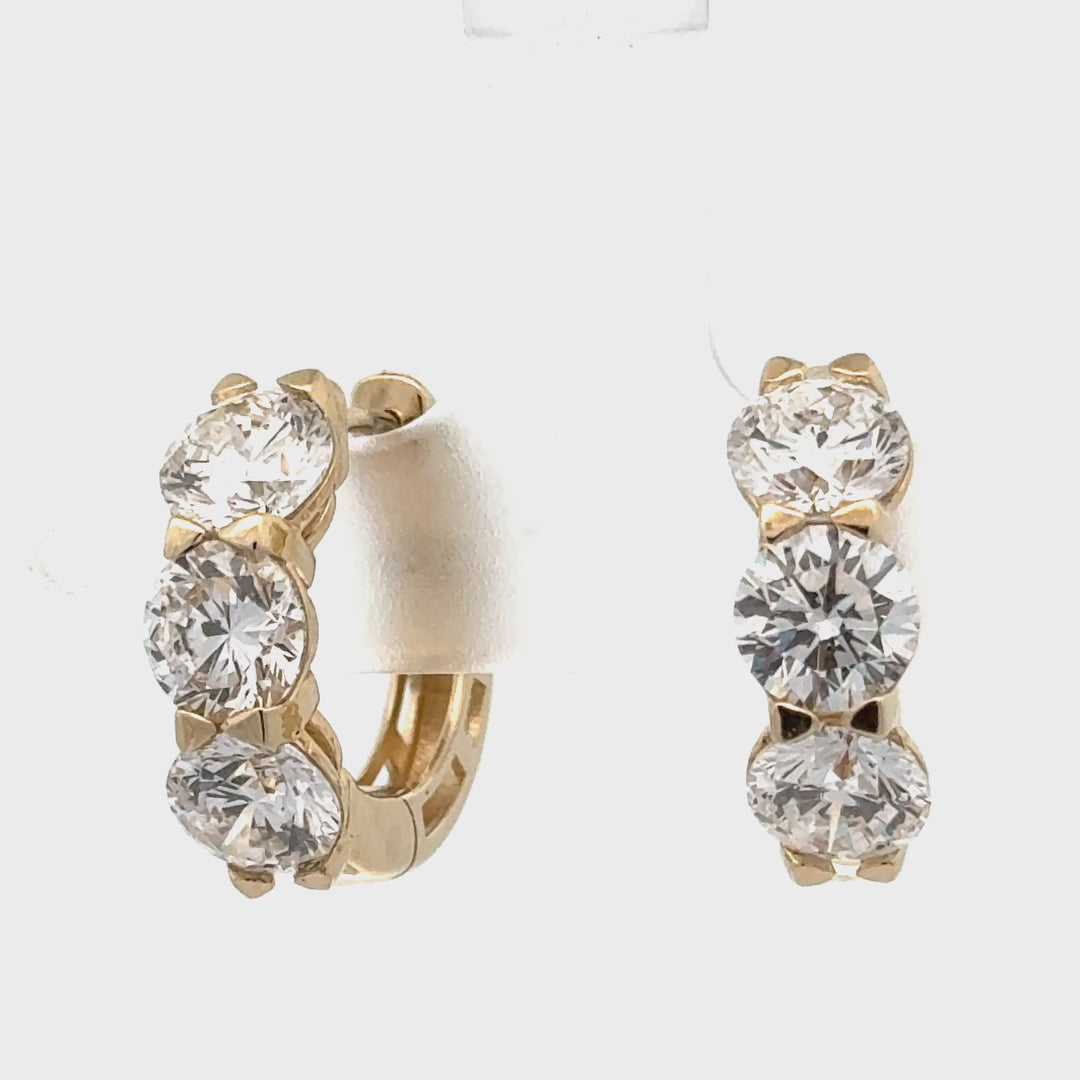 Five Carat Lab-Grown Diamond Huggie Hoop Earrings – E-F VS-SI – Solid 14K Yellow or White Gold
