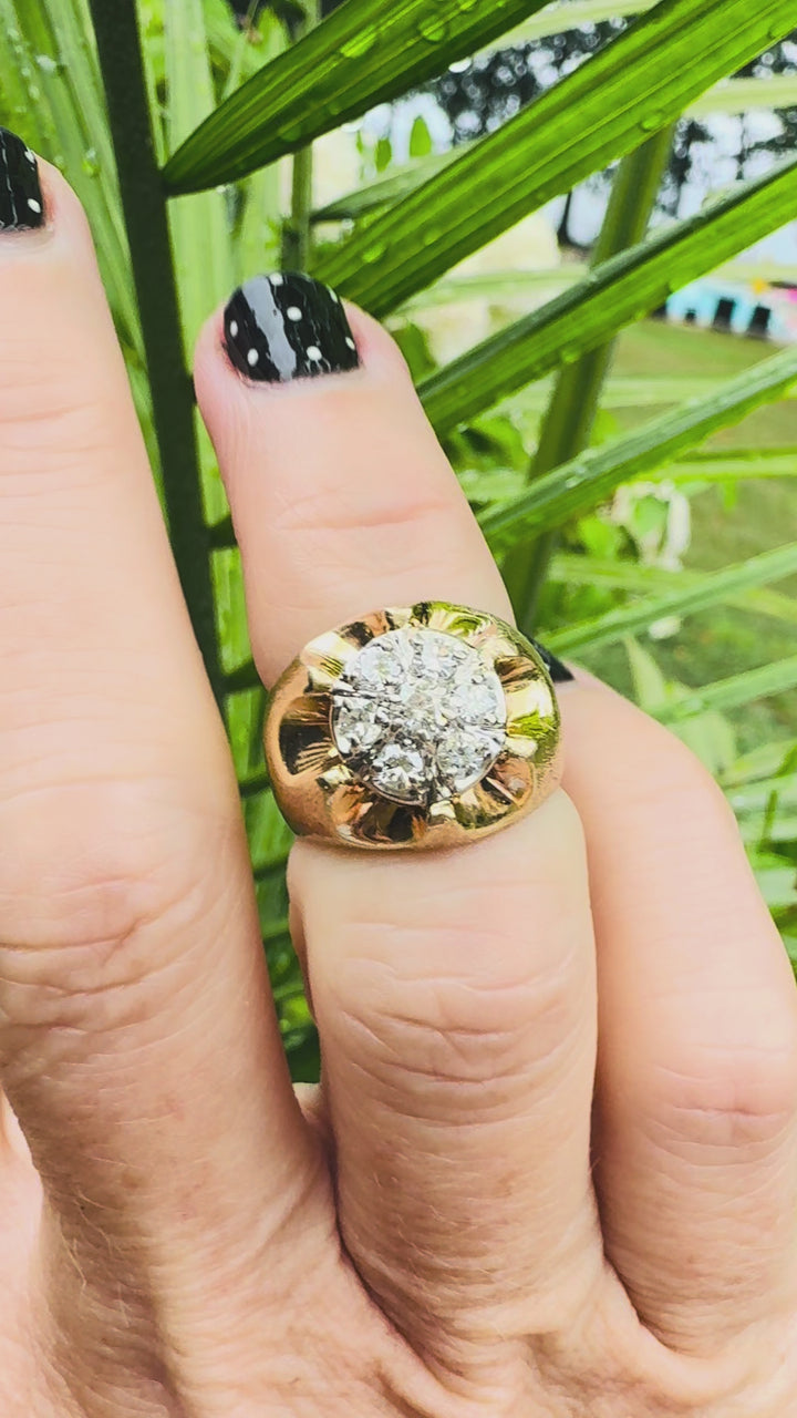 Vintage 14K Gold and Diamond Cluster Ring