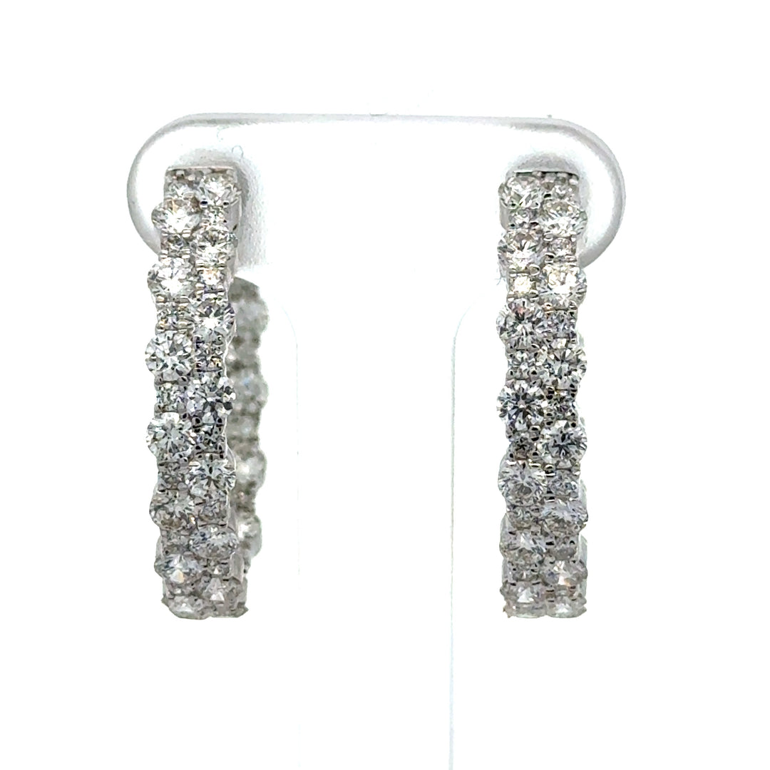 Double Row Inside/Outside Diamond 14Kt White Gold Earring