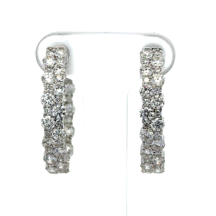 Double Row Inside/Outside Diamond 14Kt White Gold Earring