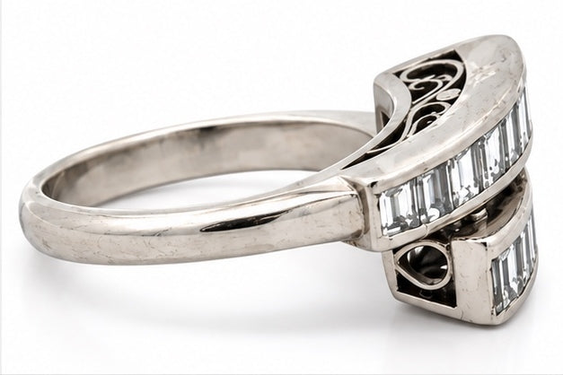 Estate 1.00cttw. Diamond Bypass Platinum Ring