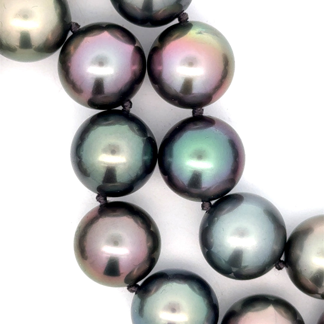 Fine Multi Color 10.50-12.30mm South Sea 18Kt White Gold Pearl Necklace