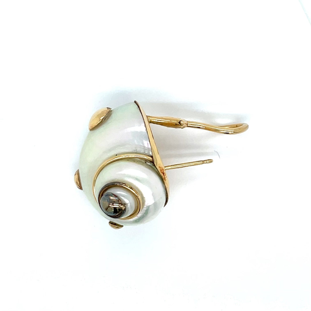 Mazza Mother of Pearl and 14K Yellow Gold Shell Earrings
