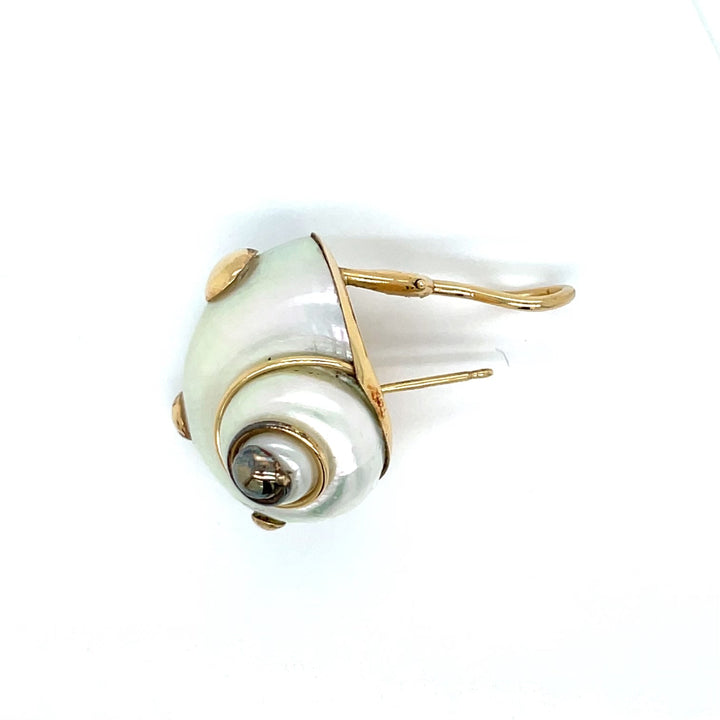 Mazza Mother of Pearl and 14K Yellow Gold Shell Earrings