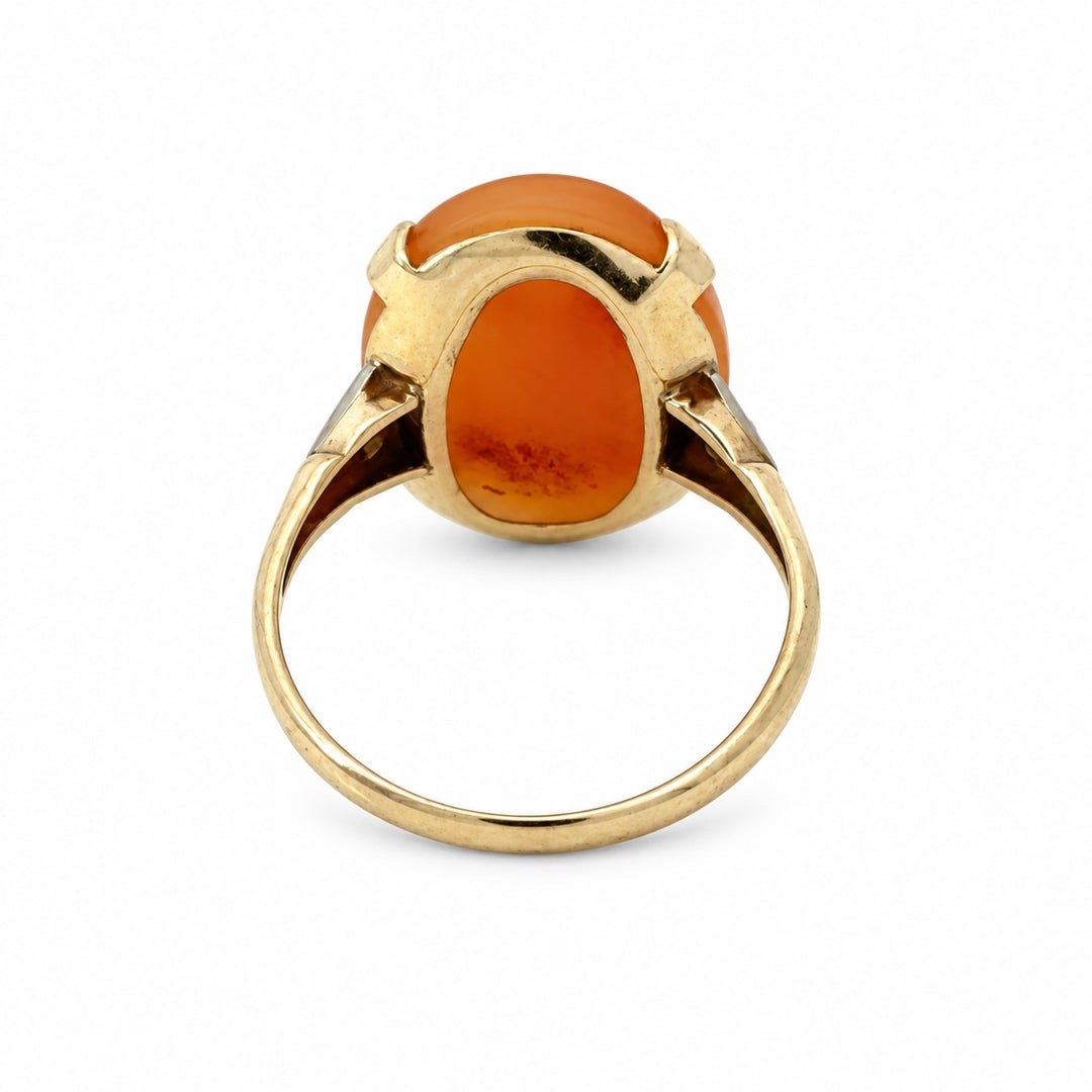 Vintage 10K yellow gold cameo ring back view