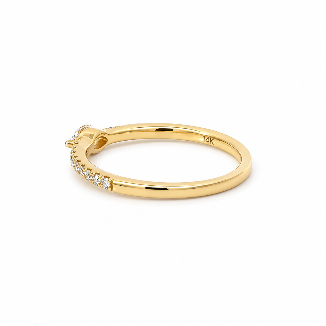 14K yellow gold marquise diamond band side view