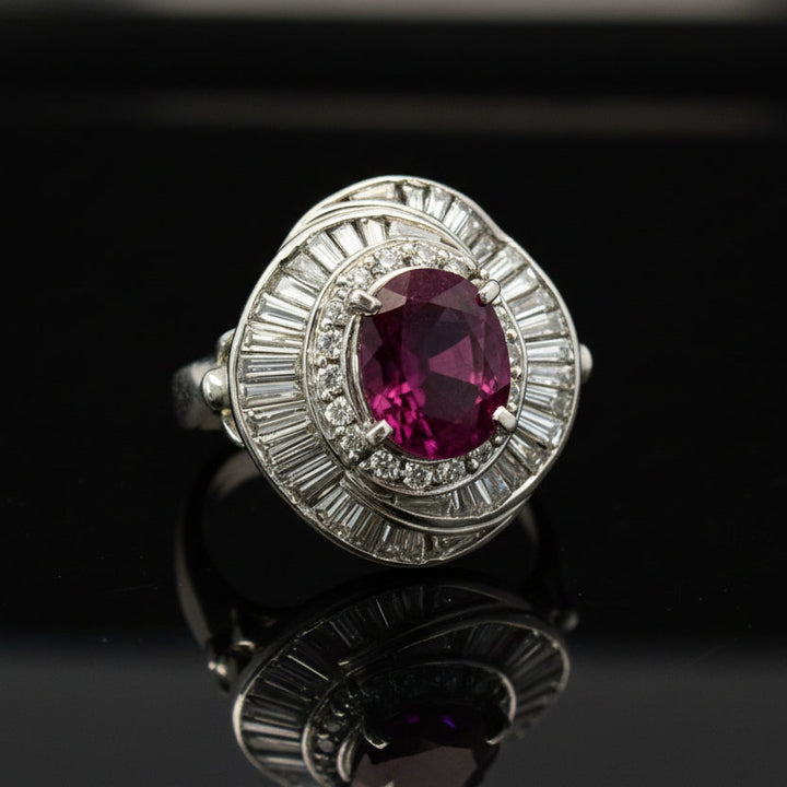 1970's Modern Ruby and Diamond Platinum Ring