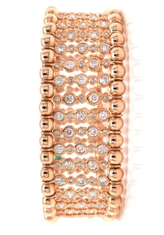Diamond and 18K Rose Gold Stretch Bracelet
