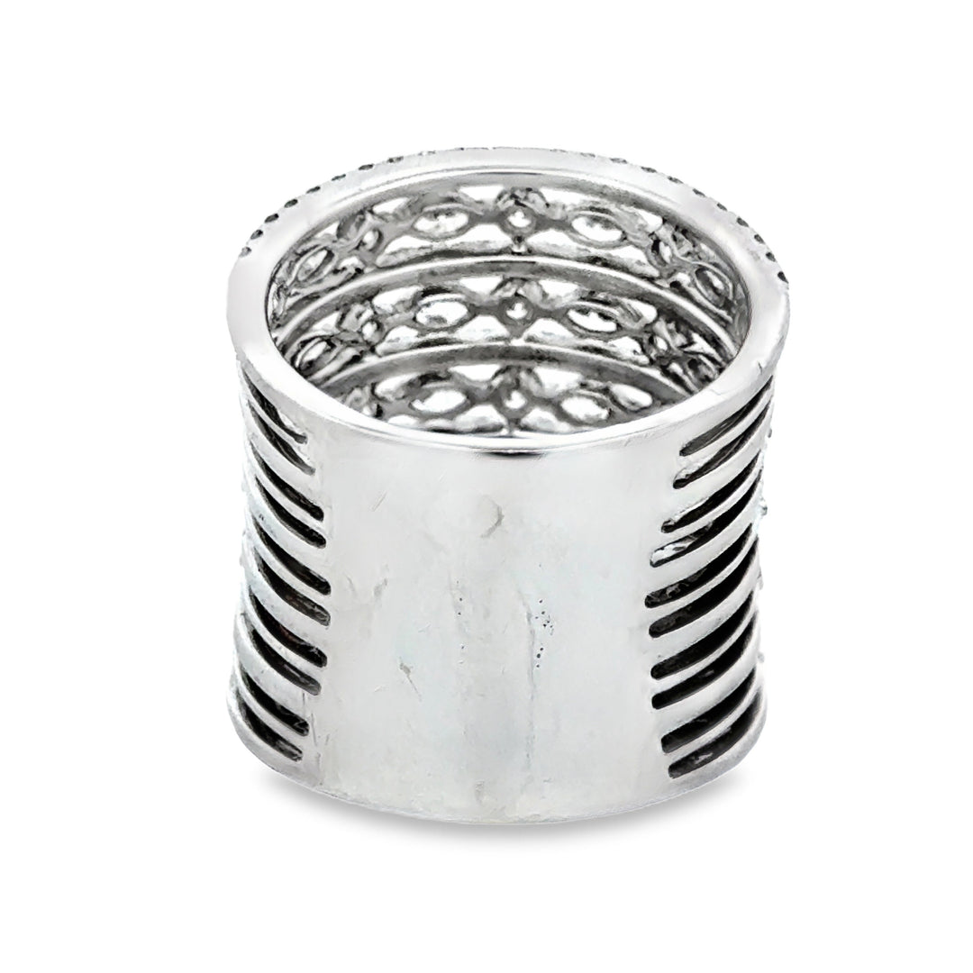 Multi Row Diamond 18K White Gold Ring