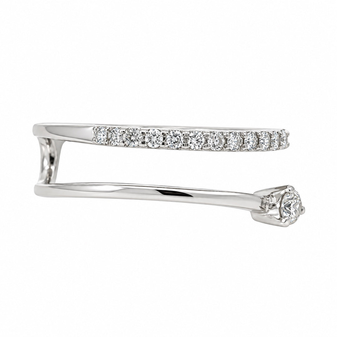 Vintage 14K white gold diamond bypass ring side profile