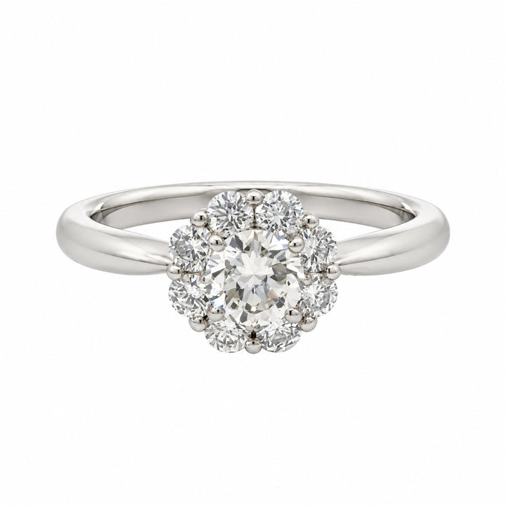 Vintage platinum diamond cluster ring front view