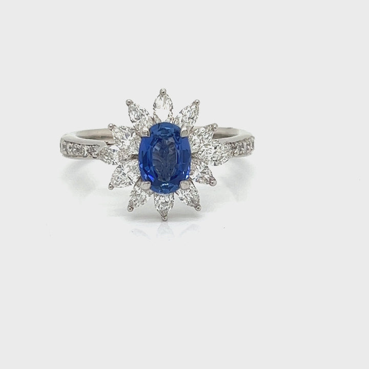Oval Ceylon Sapphire and Diamond Ring