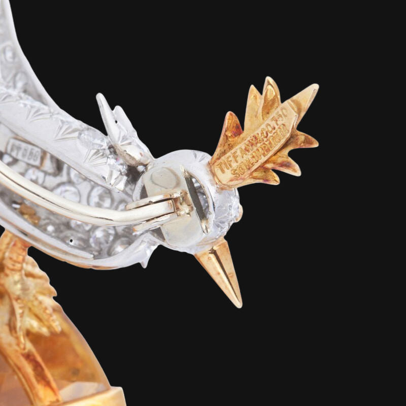 Estate Jean Schlumberger / Tiffany & Co Bird On A Rock Diamond & Citrine Brooch