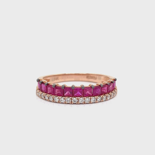 Ruby, Diamond, and Rose Gold Ring