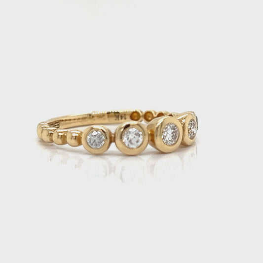 Bezel Set Diamonds in Yellow Gold Ring