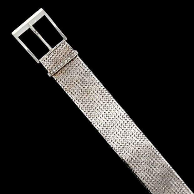 Vintage Italian Diamond and 18K White Gold Buckle Bracelet