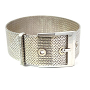 Vintage Italian Diamond and 18K White Gold Buckle Bracelet