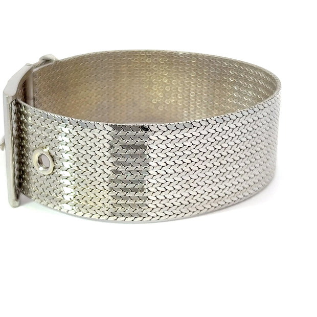Vintage Italian Diamond and 18K White Gold Buckle Bracelet