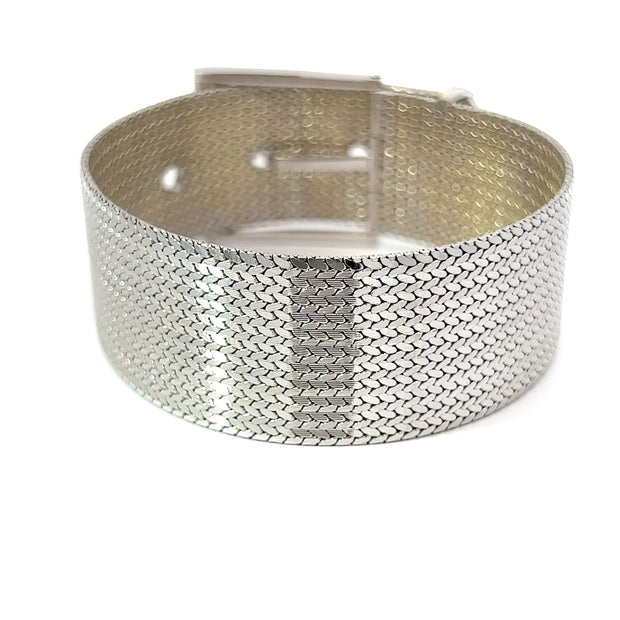 Vintage Italian Diamond and 18K White Gold Buckle Bracelet