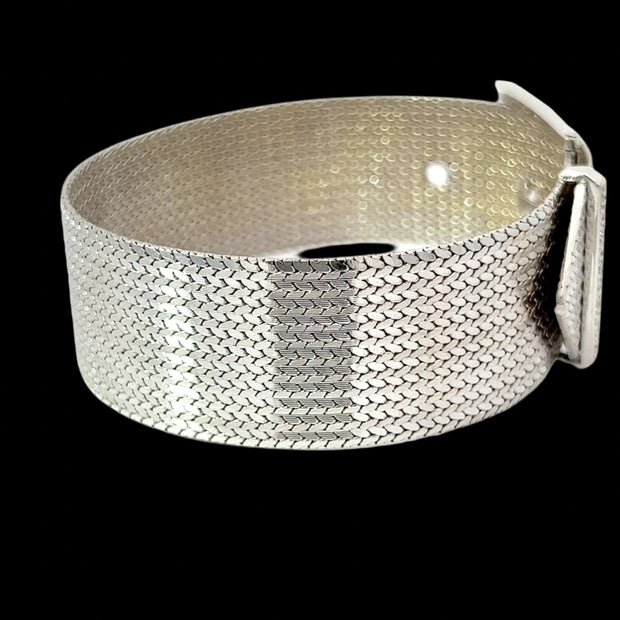 Vintage Italian Diamond and 18K White Gold Buckle Bracelet