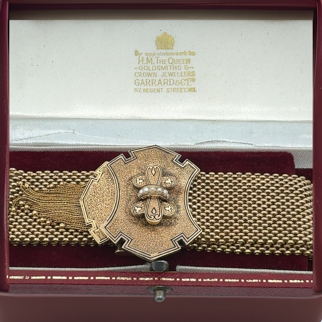 Vintage From a Prominent Family Engraved Gold Buckle Bracelet