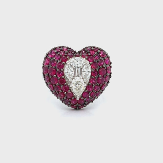 Diamond and Ruby Heart Ring