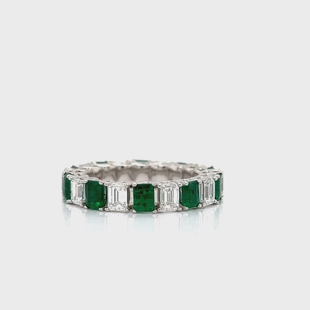 Emerald and Diamond Eternity Band/Ring