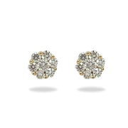 Flower Child 14K Yellow Gold Brilliant Cut White Diamond Stud Earrings
